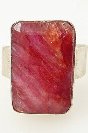 Adjustable Vintage Chunky Rubellite Tourmaline Sterling Ring Size 7.5
