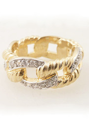 Vintage Golden Knots Glass Pave Sterling Ring Size 7.25