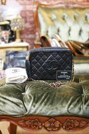 Vintage Chanel Black Quilted Leather Tassle Shoulder Bag