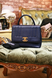 SALE Vintage Chanel Navy Purple Caviar Jumbo Kelly Classic Bag Rare Colour