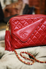 Vintage Chanel Lipstick Red Quilted Lambskin Leather Tassel Bag