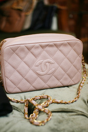 Vintage Chanel Rare Light Pink Caviar Quilted Leather Golden Ball Shoulder Bag