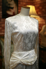 1940s Brocade Silk Wedding Gown Sz M
