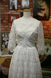 1950s Off White Full Lace Wedding Audrey Dress