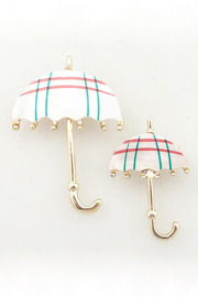Vintage Lovely Green & Red Stripe Shell Umbrella Pin Set,