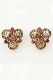 Vintage Austrian Crystal Filigree Bobble Earrings