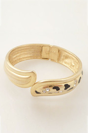 Vintage Designer Alana Stewart Goldtone Stylized Cheetah Clamp Bangle