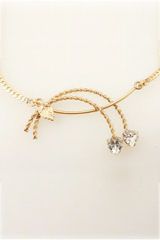 Vintage Rhinestone Heart Gold Fill Lasso Necklace