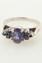 Vintage Handmade Sterling Ring with Smokey Blue Gemstones Sz 6.5