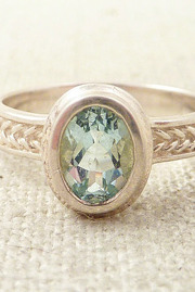 Vintage Aquamarine Sterling Ring Sz 6