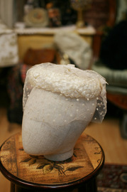 1960s Vintage Ivory Wedding hat with Polka Dots Veil