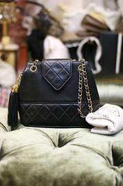 Vintage Chanel Small Black Tassel Bag