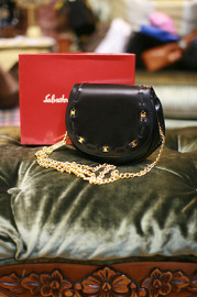 Vintage Salvatore Ferragamo Black Leather Mini 2 way Shoulder Bag Waist Purse
