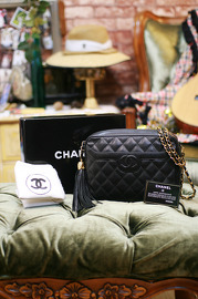 Vintage Chanel Caviar Tassel Purse Full Set