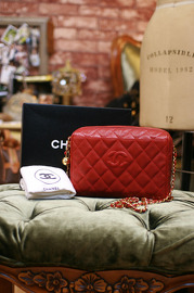 Chanel Red Quilted Caviar Leather Shoulder Bag RARE (With Original Receipt in 1995)