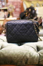 Chanel Medium Black Quilted Caviar Leather Shoulder Bag