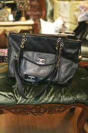 Vintage Chanel Black Caviar Leather Large Tote Shoulder Bag