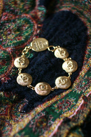 Authentic Vintage CHANEL Paris CC Coins Bracelet Gold Plated 90s