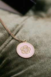 Chanel Necklace with a Pink Round Floral Pendant from year 2000 (2 Lengths Adjusted)