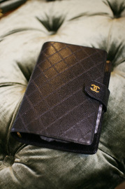 Authentic Vintage Chanel Agenda Black Caviar Leather Cover Organiser