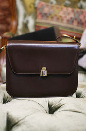 Vintage Bally Brown Calf Leather Box Handbag 2 Lenght Straps