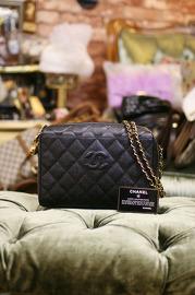 Chanel Medium Black Quilted Caviar Leather Shoulder Bag