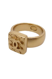 Vintage Chanel Square Gold Plated Ring RARE