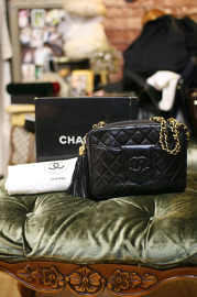 Vintage Chanel BLack Quilted Leather Fringe Shoulder Bag