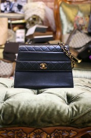 Vintage Chanel Medium Trapezoid Style Lambskin Leather Bag RARE