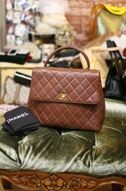 Chanel Burgandy Caviar Quilted Leather Kelly Style Hand Bag RARE