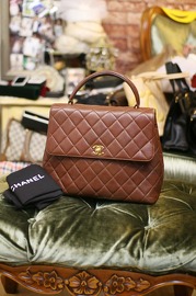 Chanel Burgandy Caviar Quilted Leather Kelly Style Hand Bag RARE