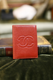 Rare Vintage Chanel Bifold Card Holder in Orange Red Colour