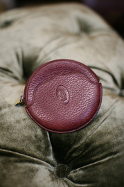 Vintage Cartier Red Leather Round Shape Coins Bag