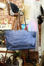 Vintage Chanel Large Denim Tote Bag