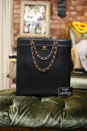 Vintage Chanel Black Caviar Tote Bag