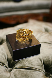 Chanel Vintage 2 CC logos Large Gold Plated Bangle Bracelet