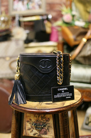 Vintage Chanel Black Quilted Leather Shoulder Fringe Bag