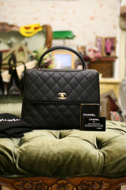 Chanel Black Caviar Quilted Leather Kelly Style Hand Bag