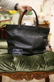 Pre Own Chanel Black Caviar Tote Bag