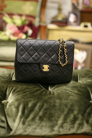 Vintage Chanel Mini Black Lambskin Quilted Purse