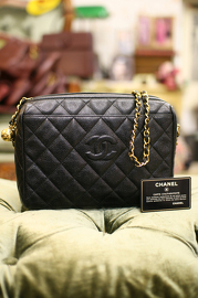 Chanel Medium Black Quilted Caviar Leather Shoulder Bag