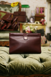 SALE Vintage Chanel Burgundy Clutch RARE