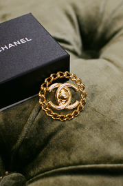 Vintage Chanel Large Gold Tone Brooch