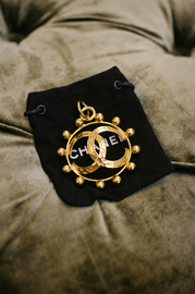 Chanel Vintage Gold Tone CC Logo Pendant