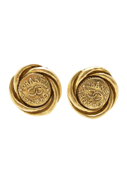 Vintage Chanel Gold Coins Motif Round Earrings