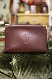 Vintage Must De Cartier Bordeaux Leather Clutch