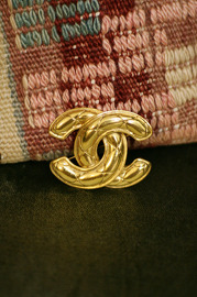Vintage Chanel Quilted Interlocking CC Brooch Large Sized