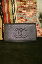 Pre Own Black Caviar leather Chanel Timeless Bifold Long Wallet