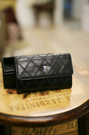 Chanel Black Lambskin Leather Card Holder Coins Purse