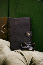 Authentic Vintage Chanel Agenda Black Caviar Leather Cover Organiser